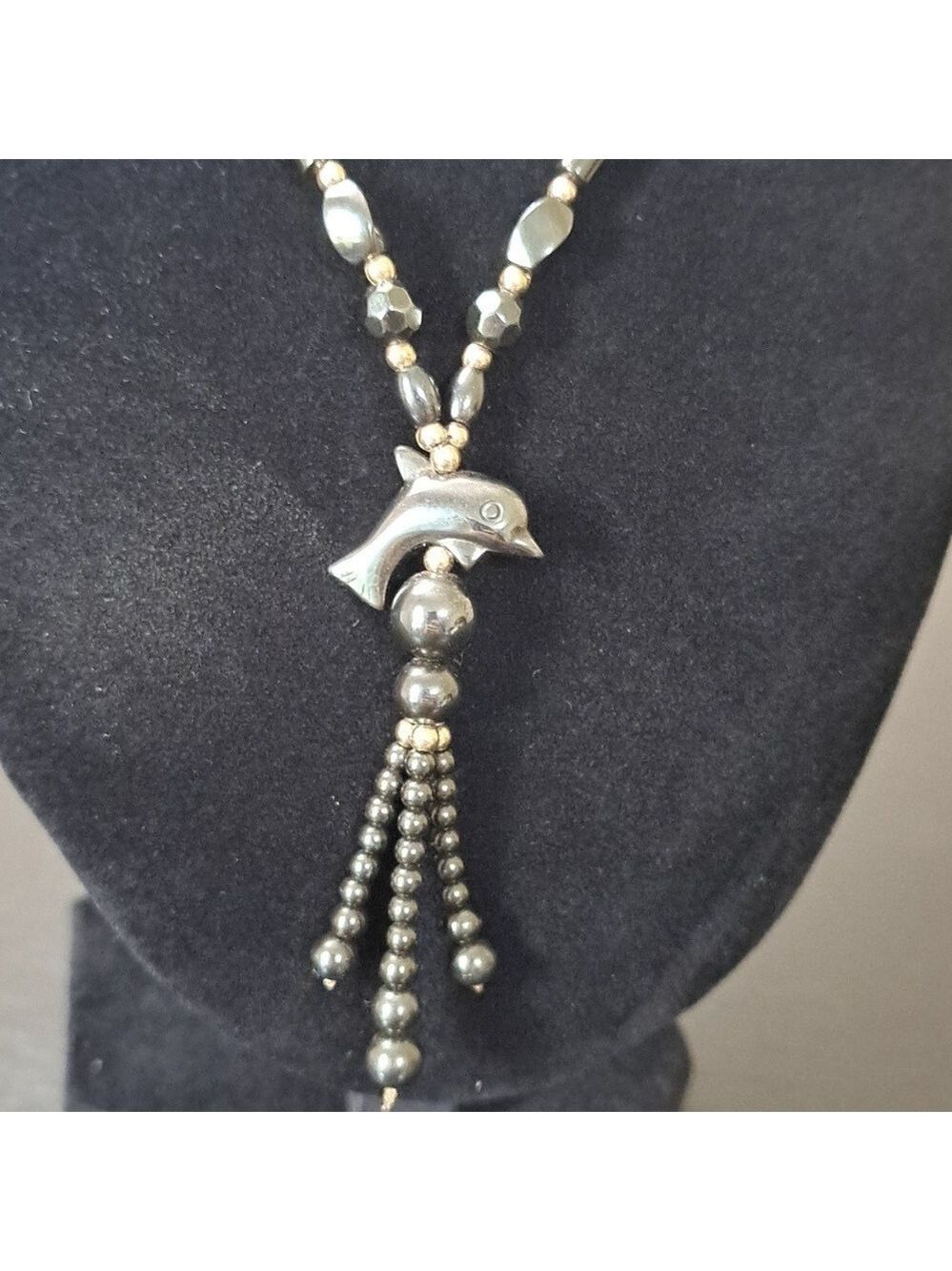 Hematite Dolphin Necklace with Barrel Closure